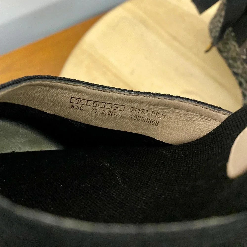 Stuart Weitzman Marguerita Espadrille Wedge Sandals Black Ankle Tie Wrap Sz 8.5C